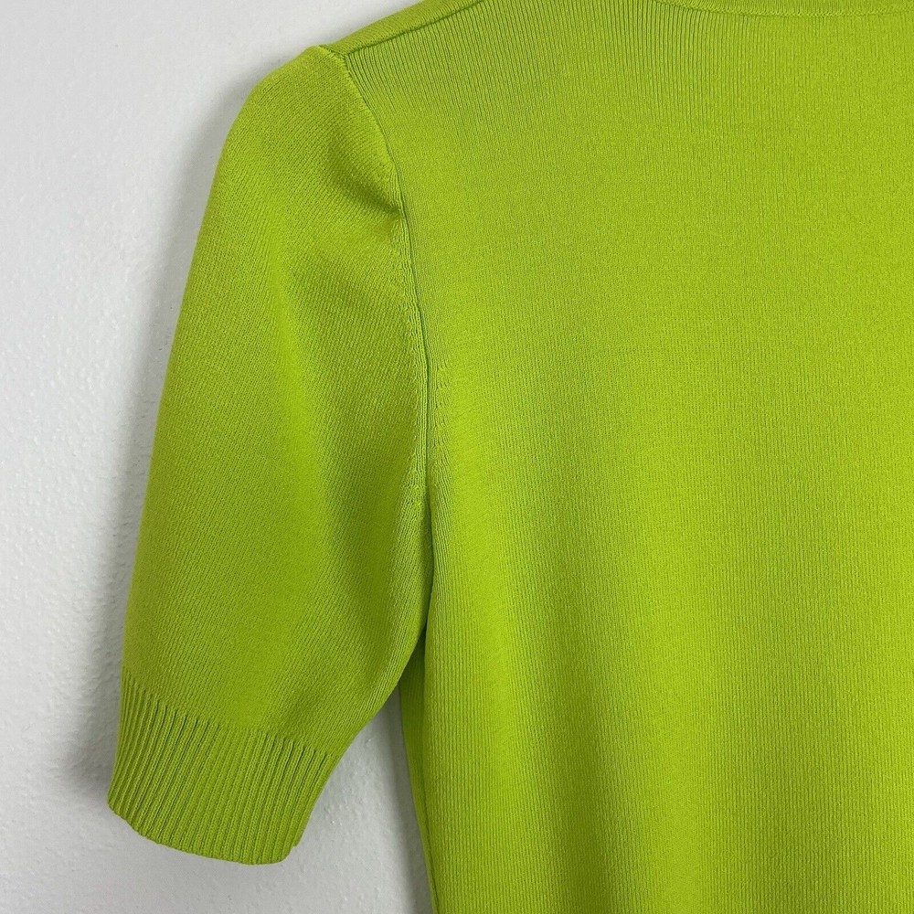 Vintage 90’s Lime Green Stretch Knit Short Sleeve Top S/M - Picture 8 of 10